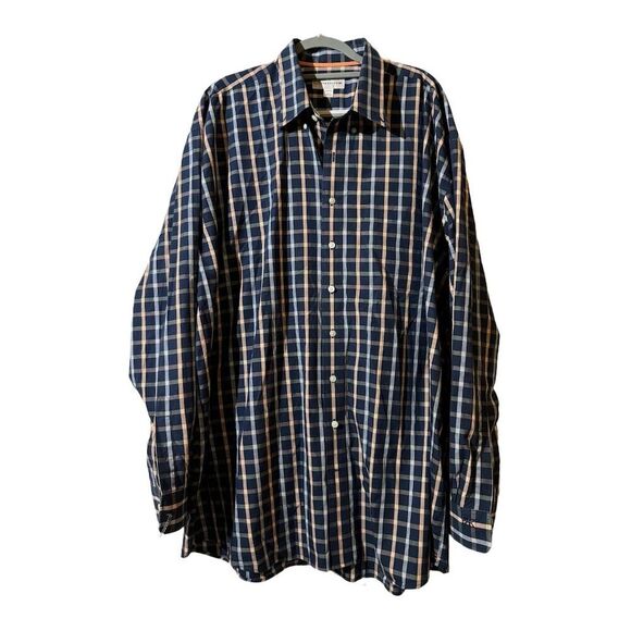 Cutter & Buck Men's Plaid Button-Up Shirt Blue Long Sleeve 2XT Career Workwear - Picture 1 of 8